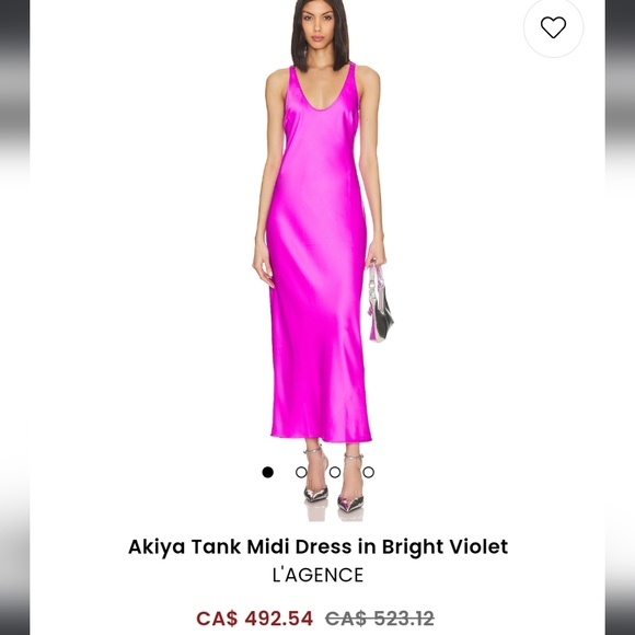 L'agence Akiya Tank Bias Cut Midi Dress in Pink Glo - Picture 1 of 10